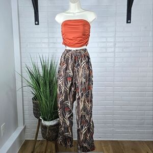 World Famous Sports Loose Fit Waterfoul Camouflage Pull On Pants Size Small